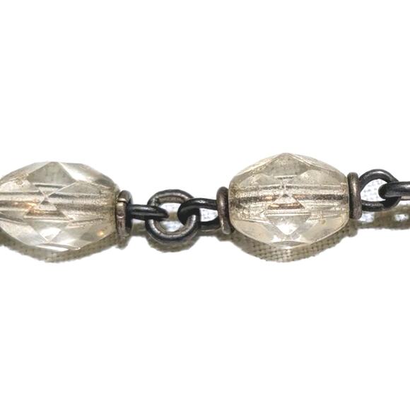 Vintage Catholic Rosary Beads Filigree Sterling Silver Austrian Crystal Patina - Picture 12 of 13